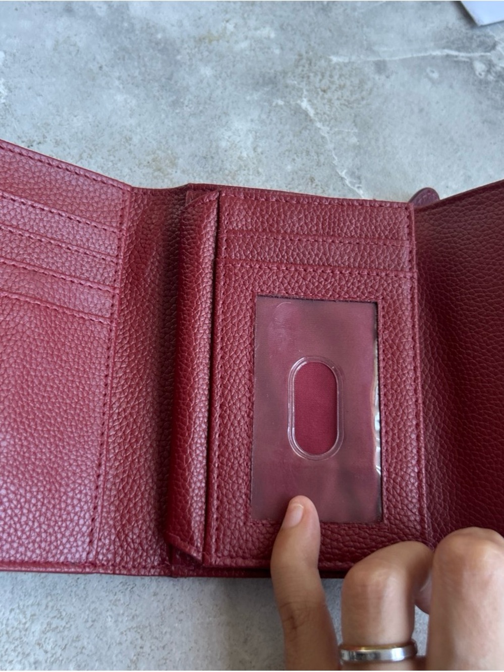 Textured Red Wallet with ID Window